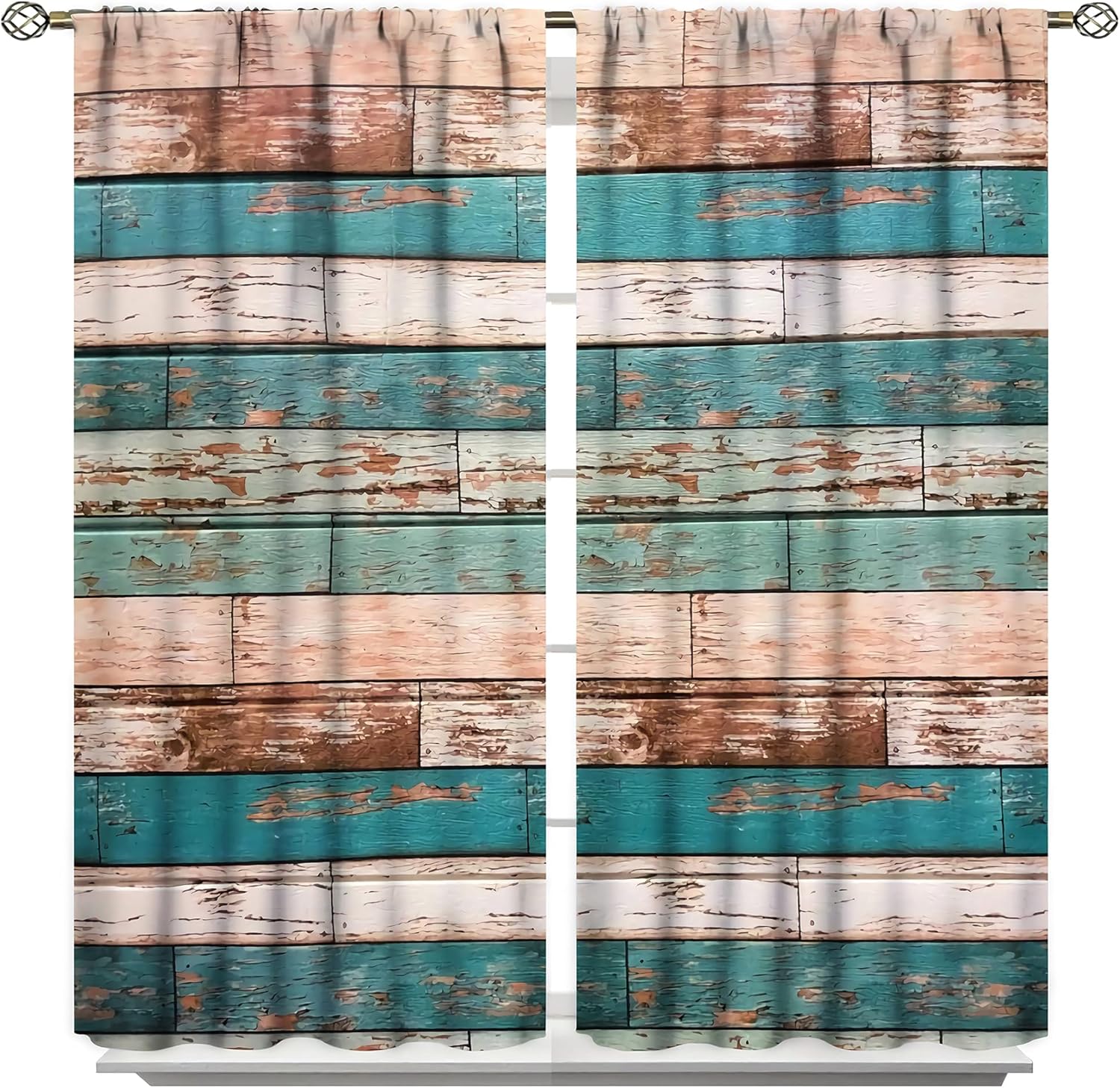 Rustic Wooden Barn Door Curtains Room Darkening Blackout Curtains Wood Color Textured for Bedroom Living Room Decor Blackout Curtains 42x63inch(107x160cm)