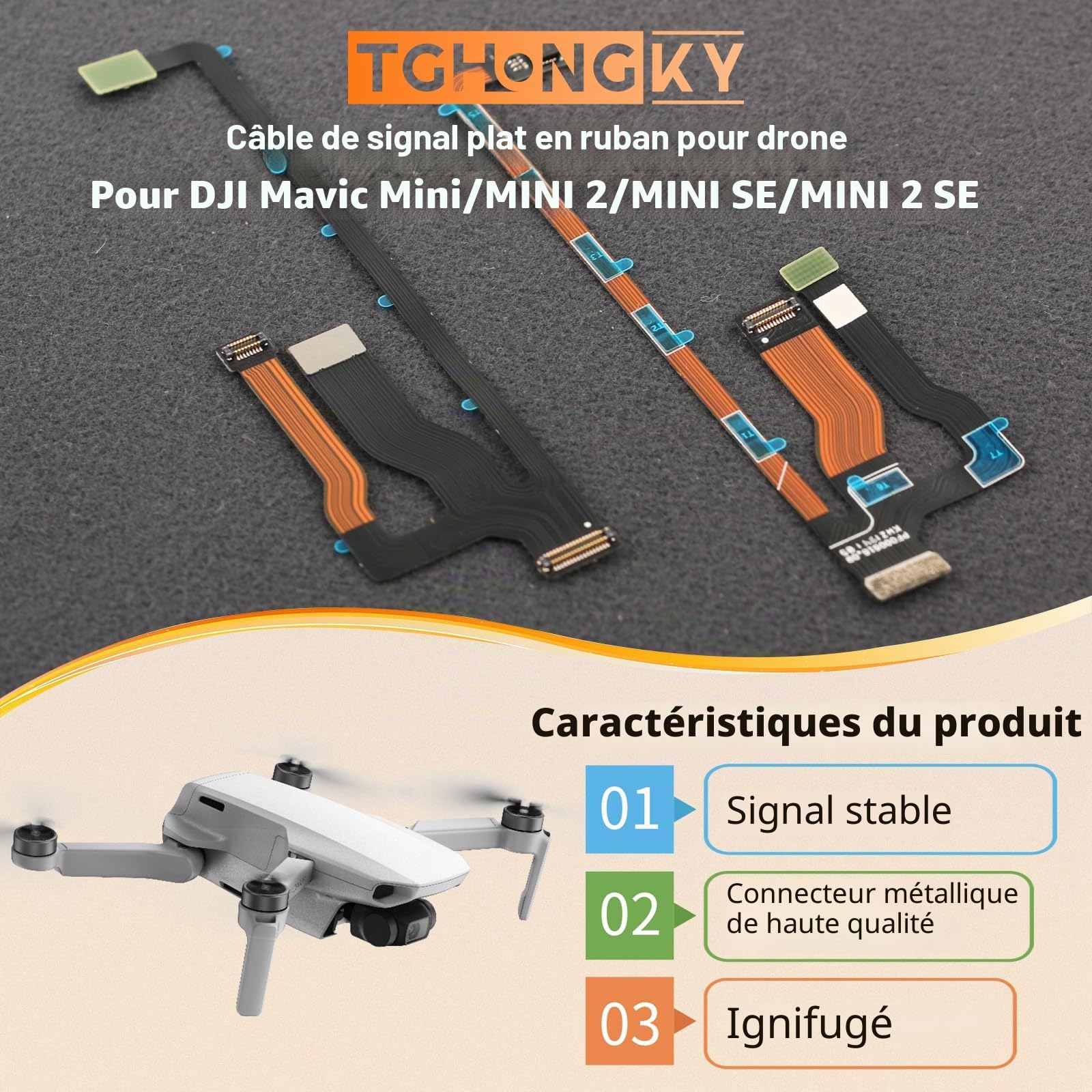 Drone Ruban Plat Signal câble pour DJI Mini/Mini 2/Mavic Mini Câble Ruban de cardan pour DJI Mini 2 SE/Mini SE avec Outils