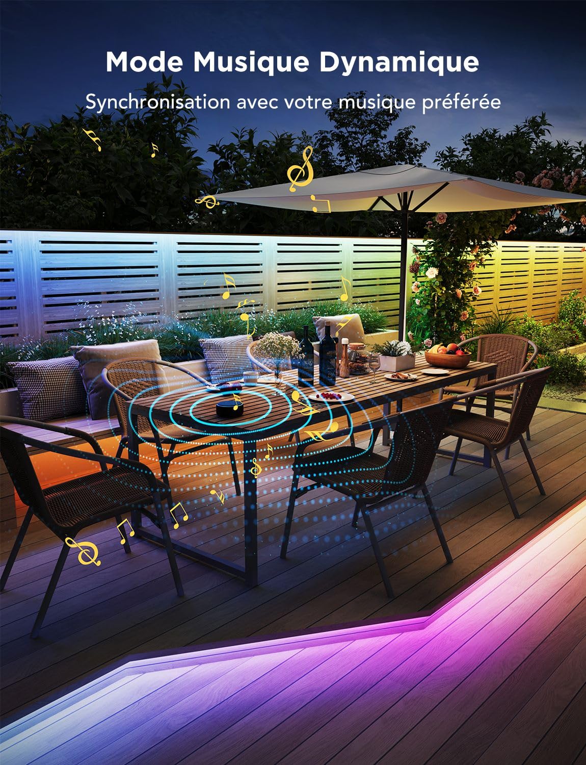 Govee Ruban LED 20M Extérieur IP65 Étanche, Bande RGBIC Multicolore, APP Contrôle, Luminaires Extérieur pour Avant-Toit Balcon Jardin Piscine
