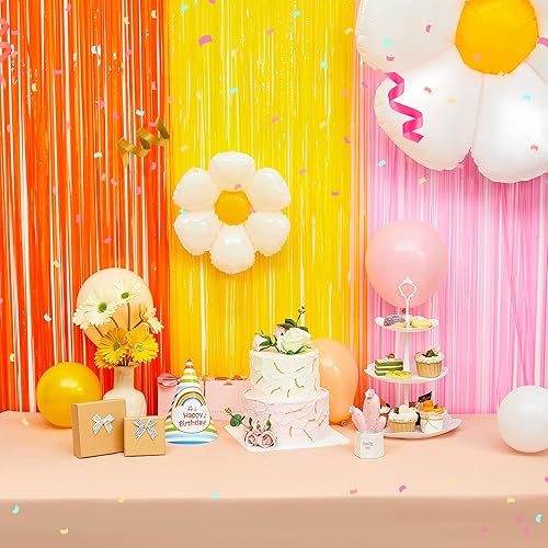 3 piezas de cortina de flecos de papel de aluminio dos cortinas de fondo maravillosas decoraciones de fiesta con margaritas kit de arco de globos