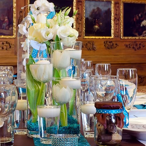 Miniatura 7 de 12 piezas de jarrones cilíndricos de vidrio para velas de huracán de 4, 6, 10 pulgadas, jarrones de vidrio flotantes para decoración de jarrones