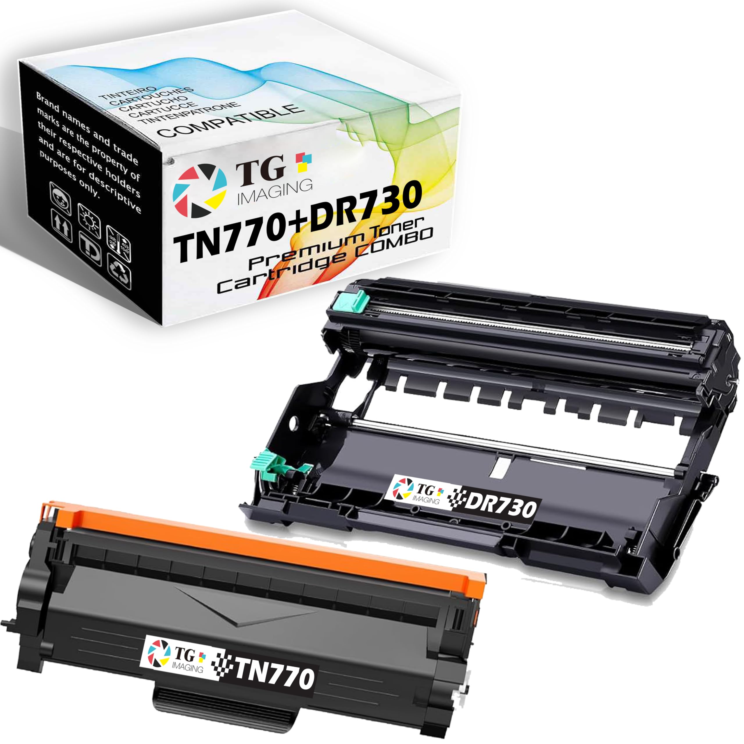 TG Imaging Compatible TN770 Toner and DR730 Drun Unit Combo Replacement for Brother TN 770 TN-770 DR-730 Drum for HL-L2370DW HL-L2370DWXL MFC-L2750DW