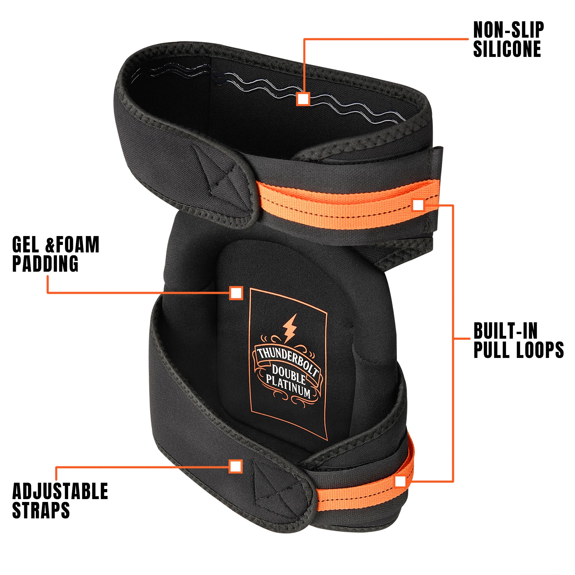 Thunderbolt Knee Pads for Men Construction Knee Pads for Work for Men and Women with Double Gel for Gardening Flooring Roofing Heavy Duty with Extra Thick Foam and Strong Adjustable Non-Slip Straps - Image 2
