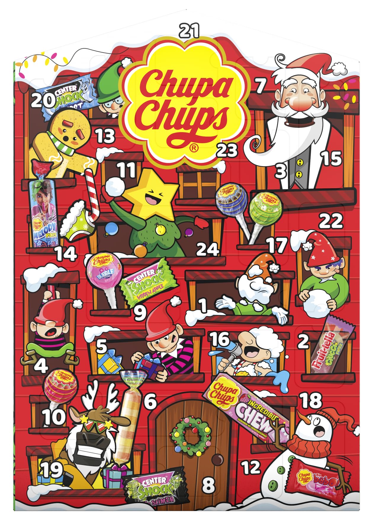 Chupa Chups Adventskalender 2026 – 24 Türchen mit Lutschern & Kaugummis, 225 g