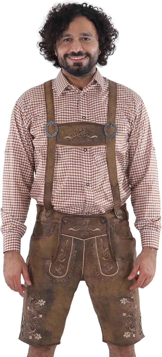 Lederhosen Store | Oktoberfest Bavarian Short Lederhosen Men | Traditional Authentic German Outfit