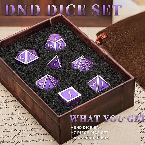 Miniatura 4 de DND - Juego de dados de metal, HNCCESG de dados poliédricos D&D para juego de rol de Calabozos y Dragones, juego de mesa Warhammer Pathfinder