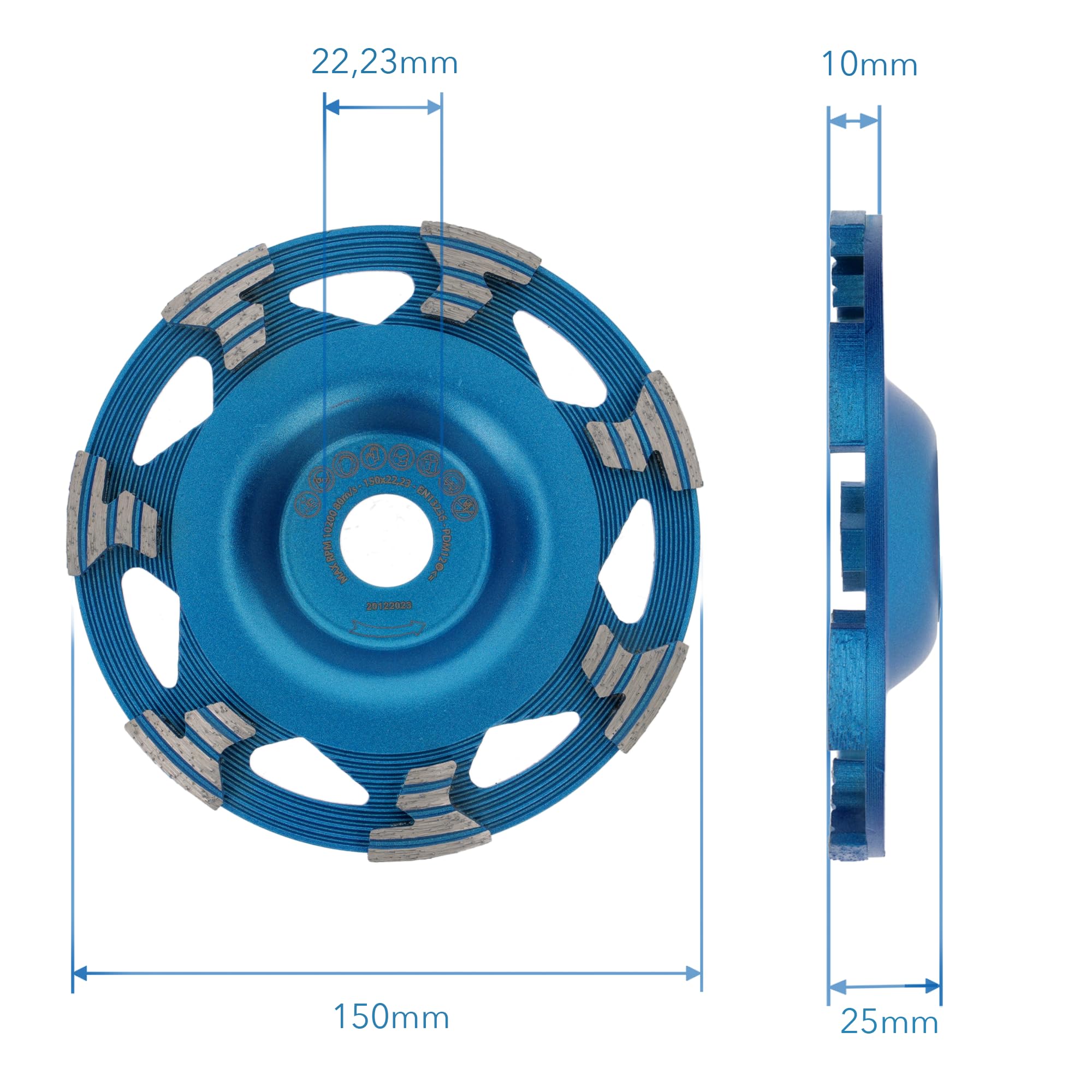 PRODIAMANT Diamant Schleiftopf ST50 150mm x 22,2 mm HighPerfomance Betonschleifer Universalbindung