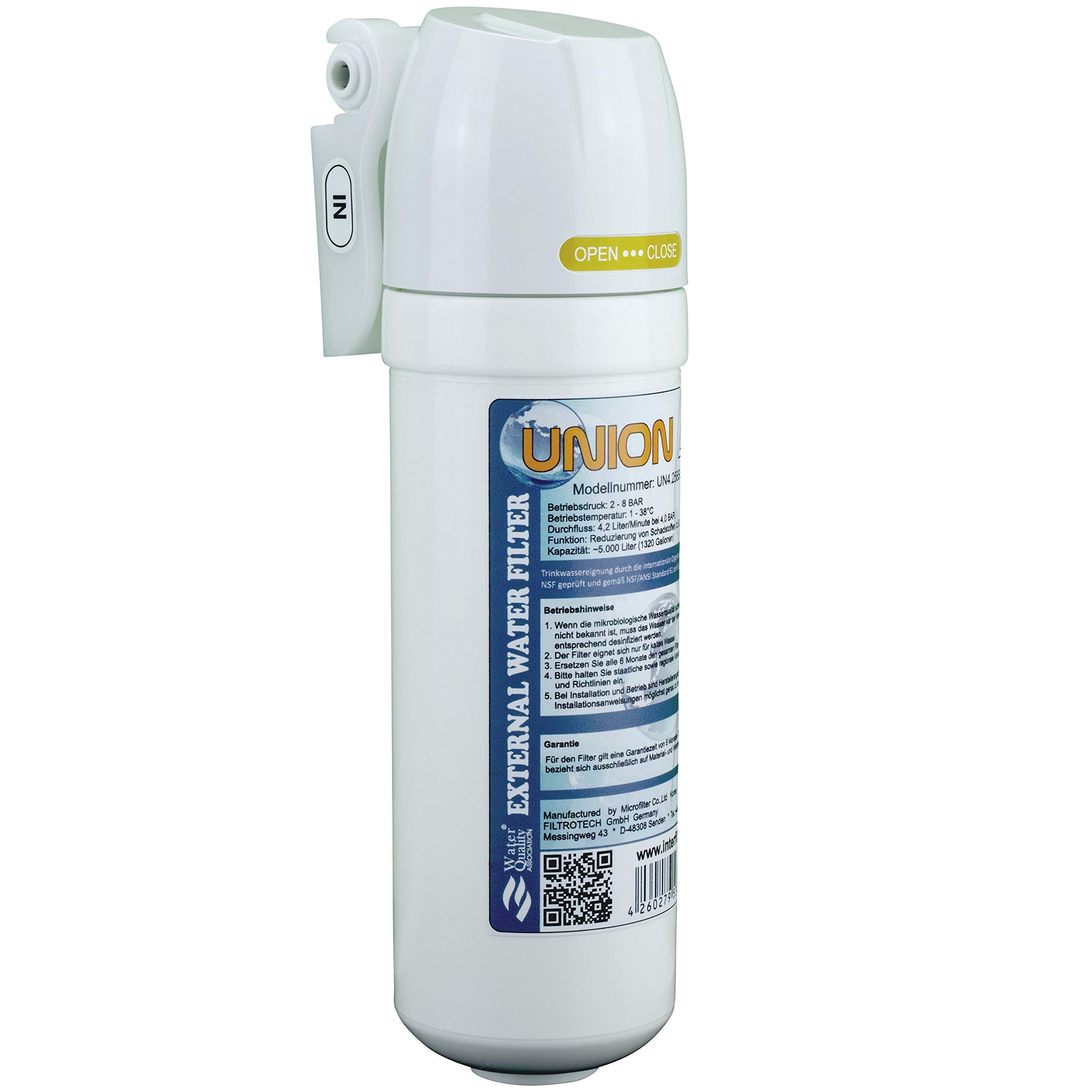 UNION 4. universeller Wasserfilter für SBS Kühlschrank ersetzt alle externen Kühlschrankfilter mit 1/4Zoll (6,35mm) Schlauch. Set: Filter, Filterkopf, Wasserschlauch