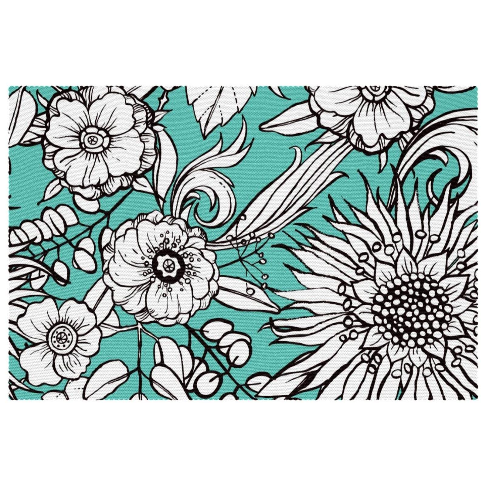 Sets de table à fleurs résistants à la chaleur et antidérapants x6