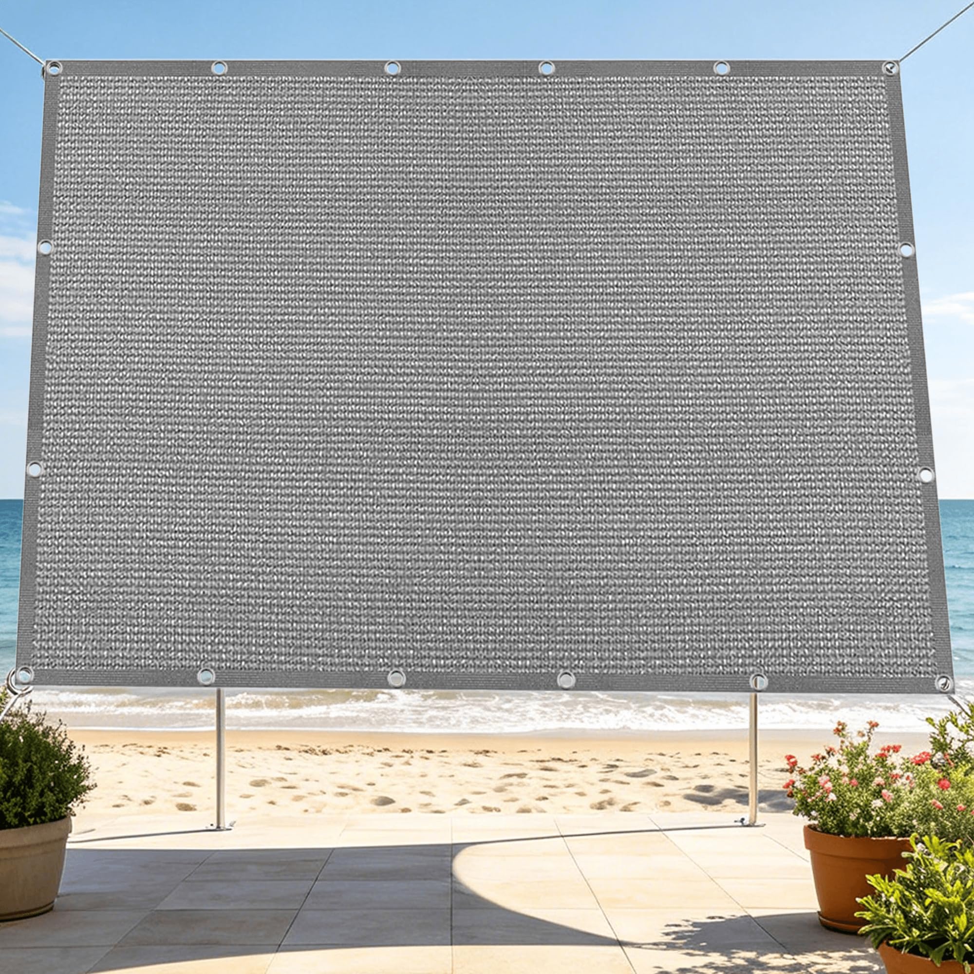 Filet d'ombrage pour pergola et camping bâche grise anti-UV 4.5 x 5 m