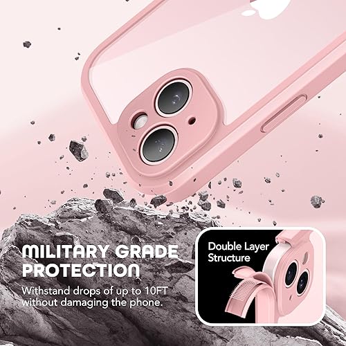 Miniatura 6 de Funda compatible con iPhone 15 Plus, con protector de pantalla de vidrio templado 9H integrado y protección de cámara mejorada, funda a prueba de