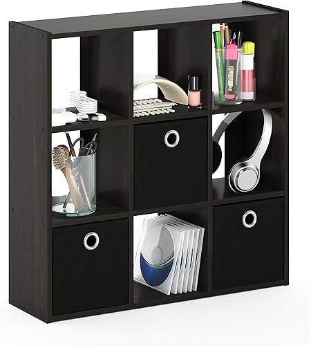 Miniatura 26 de Furinno Organizador Básico de Estantería de Almacenamiento de Cubos 3x2 con Contenedores, Roble Francés Gris/Negro Roble francés gris/negro.,Ámbar