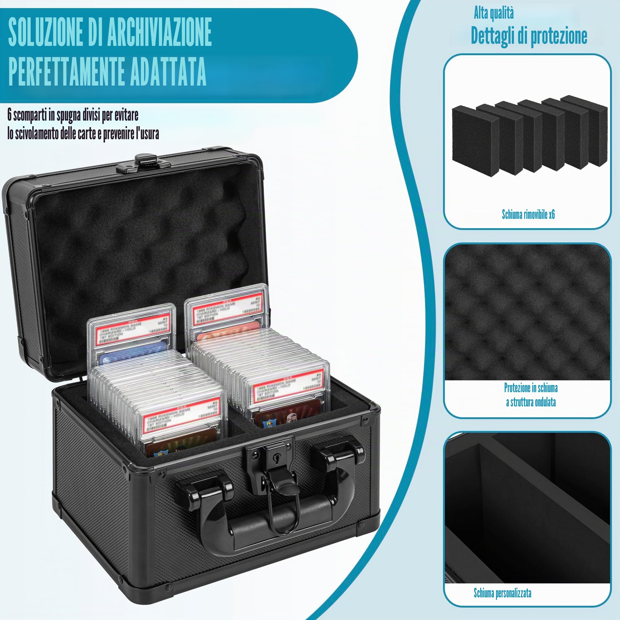 Scatola Porta-Carte in Lega di Alluminio con Caricamento dall'Alto, Scatola Portacarte con Ampia Capacità per 40 Vassoi Portacarte e Scomparti Regolabili