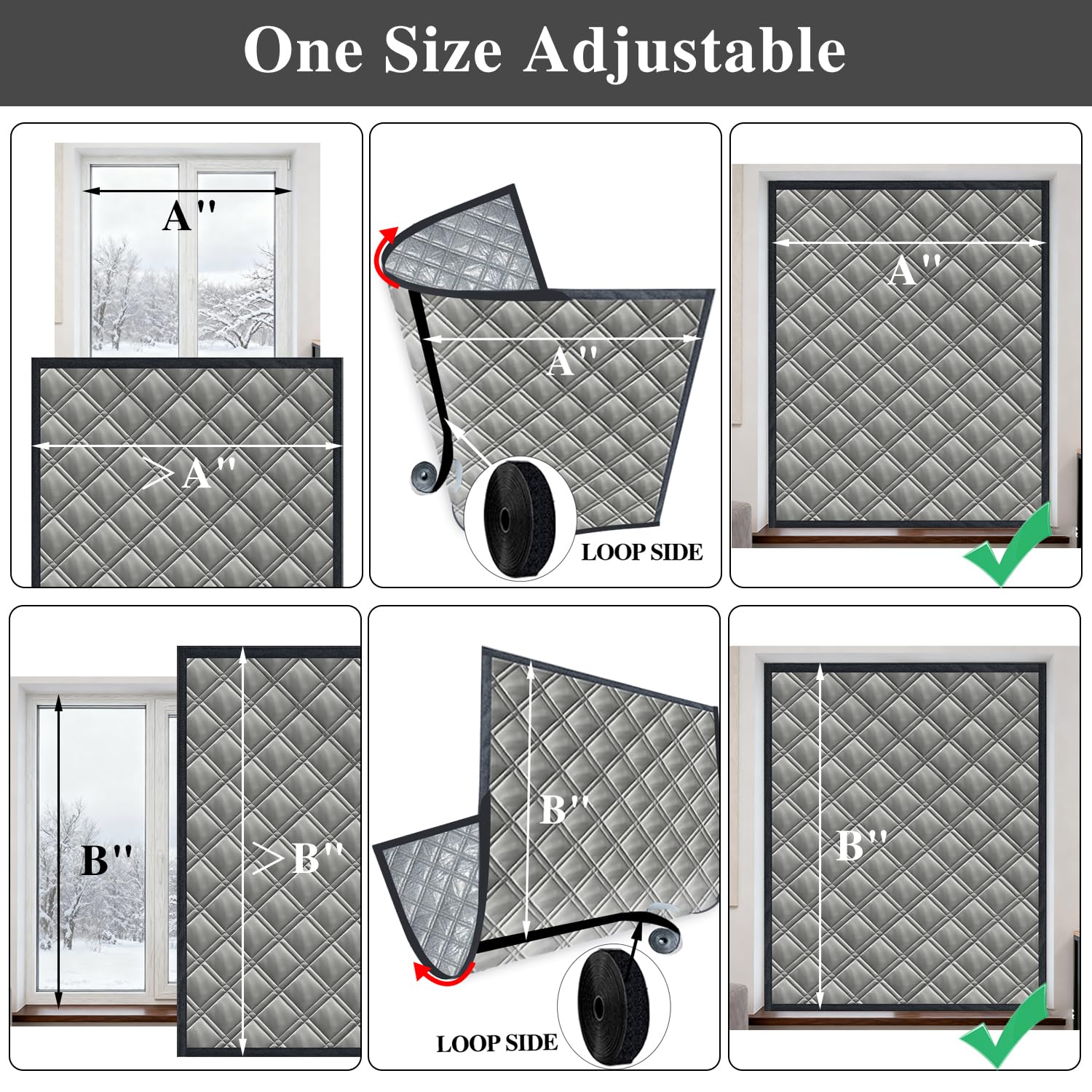 Aozzy Thermal Insulated Window Cover Max adjustable size 59*79,3 layer thickened Window Insulation Kits to Keep Cold or Heat Out,Windproof Noise,Blackout,Suitable for Old Windows to Save Heating Costs - Image 4