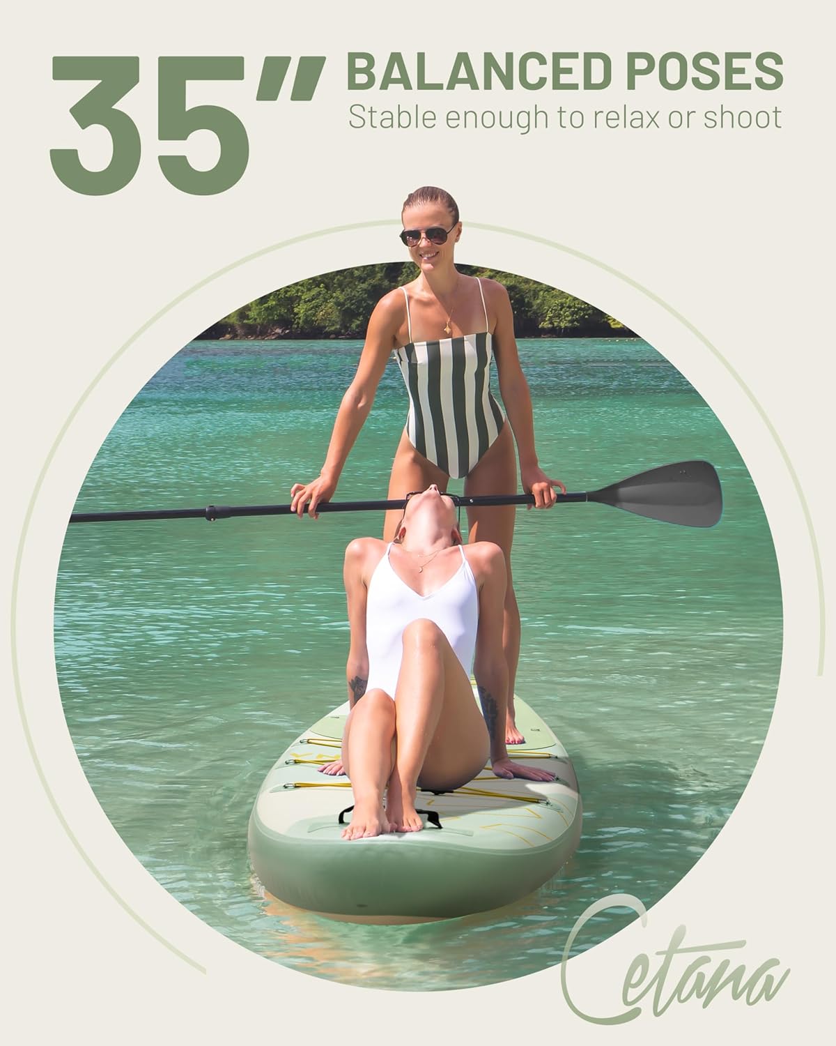 CETANA 11’6” x 35” Extra Wide Inflatable Paddle Board, 450 lb Capacity Wide Stable SUP, 2–3 Person Paddle Board for Photos, Aesthetic Photo-Ready Design, Beginner Friendly Stand Up Paddle Board