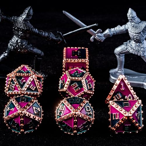 Miniatura 9 de UDIXI Juego de dados de metal DND juego de 7 dados de metal para Calabozos y Dragones juego de dados poliédricos para juegos de rol rojo y negro