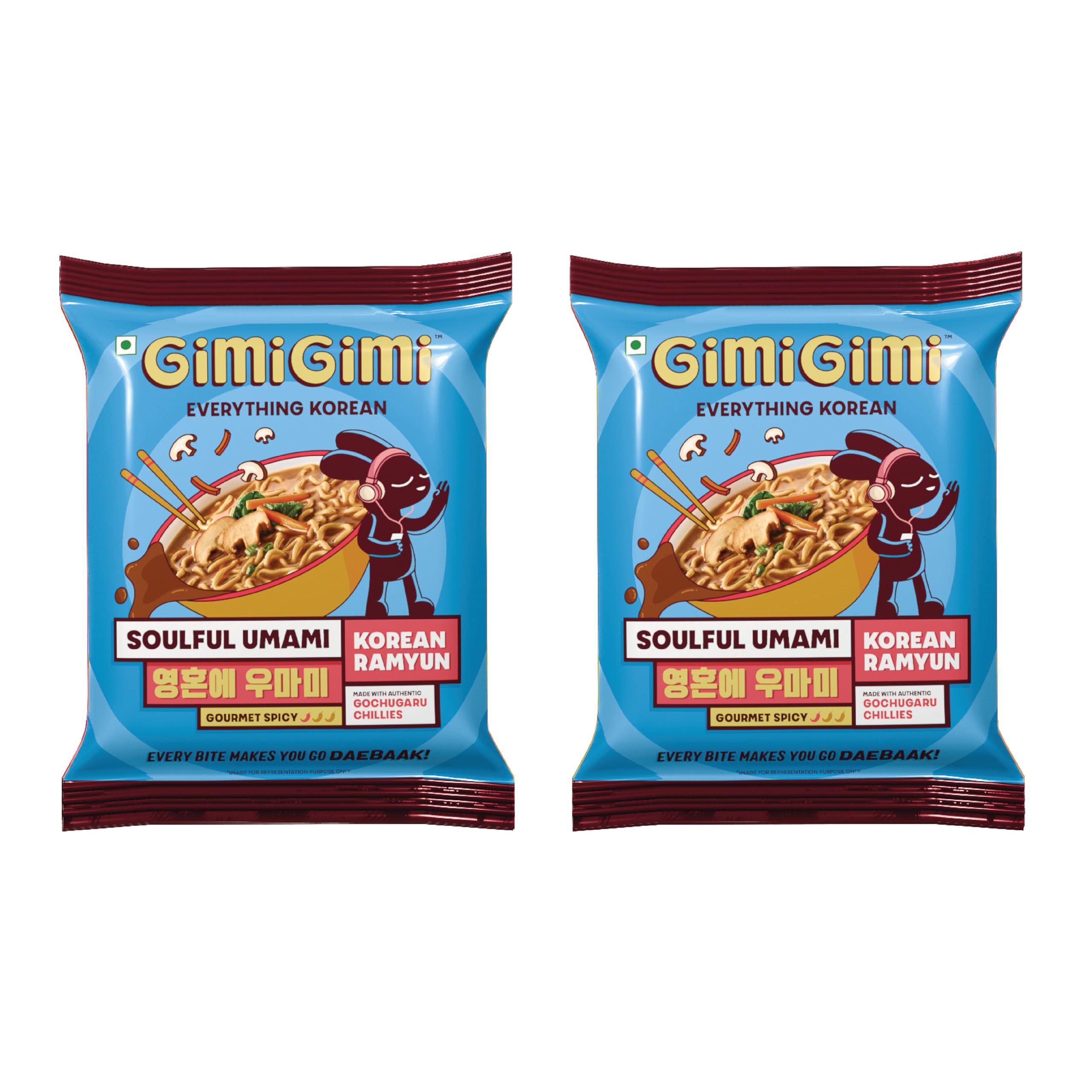 GIMI GIMI - Soulful Umami | Veg Korean Noodles | Authentic Korean-Style Instant Noodles | 125g Each (Pack of 2)-image-23