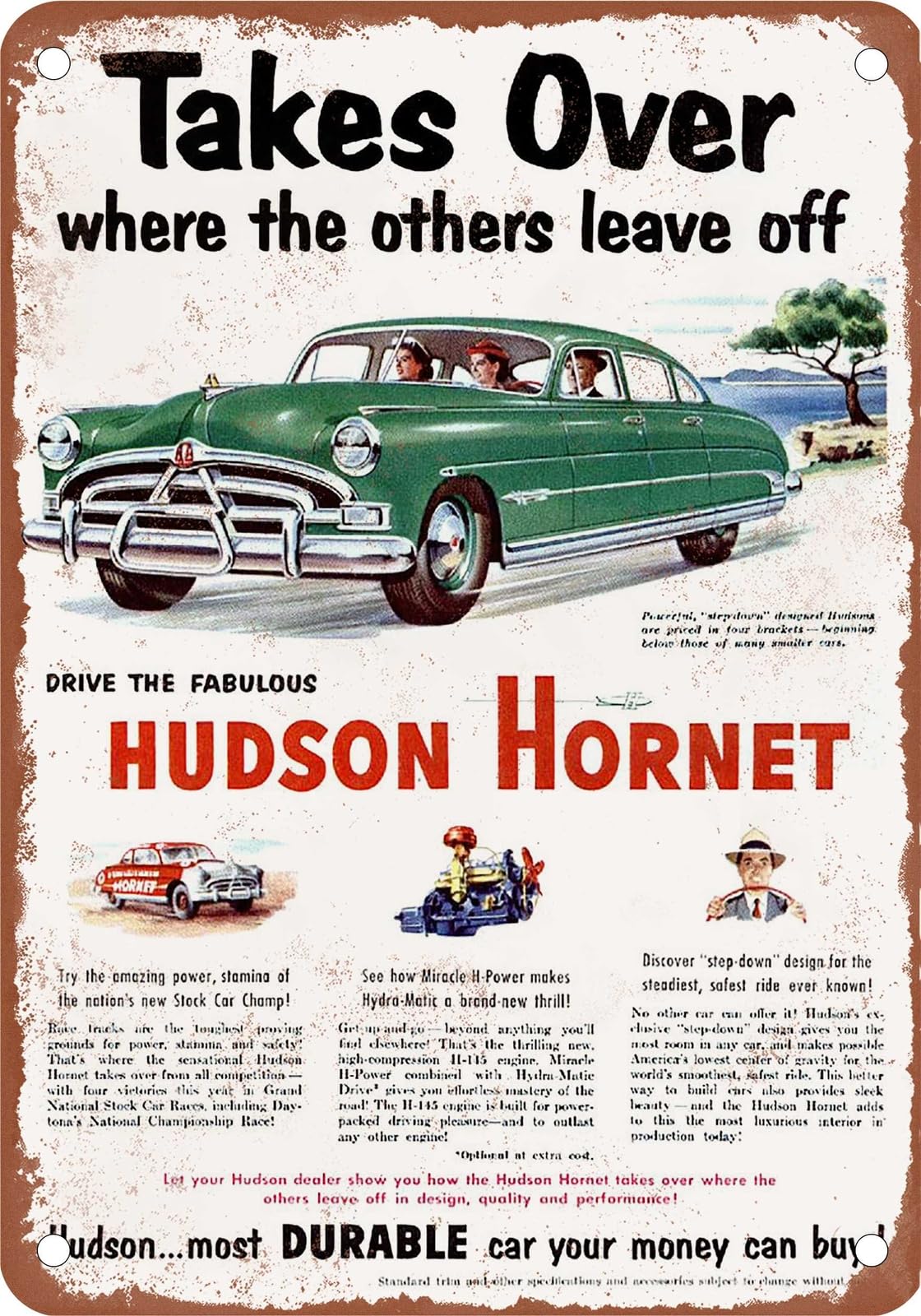 METAL SIGN - 1951 Hudson Vintage Ad 04 - Old Retro Rusty Look home decor
