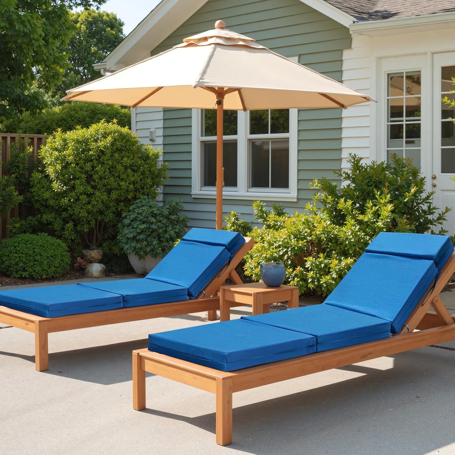 NAIZEA Chaise Lounge Cushions Set of 2-80"x26"x5" Extra Thick Outdoor Lounge Chair Cushion, Waterproof and Fade Resistant Sun- Patio Lounger Pads with Removable Cover for Pool, Deck, Lawn