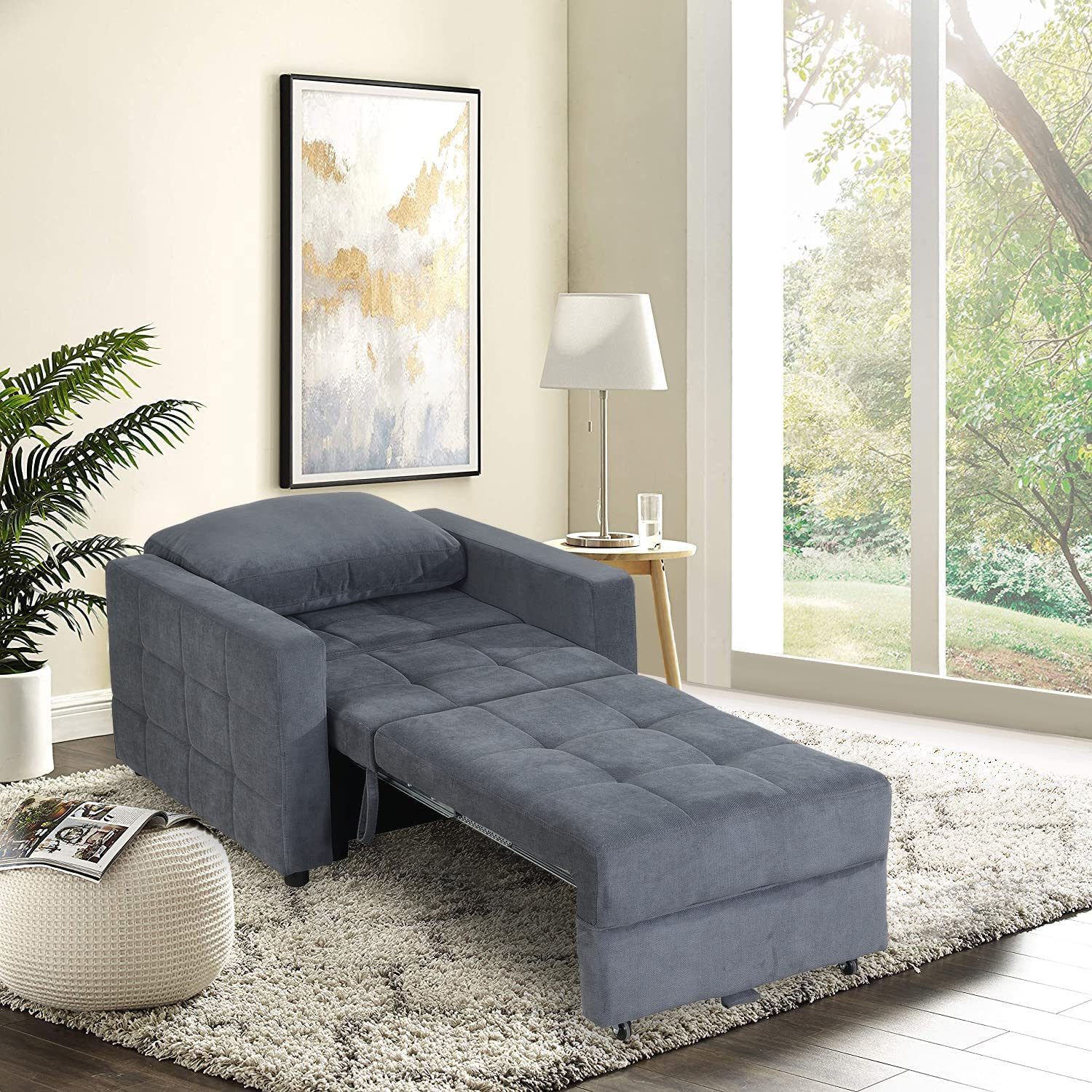 URRED Convertible Chair Sleeper Bed, Pull Out Sleeper Chair Armchair