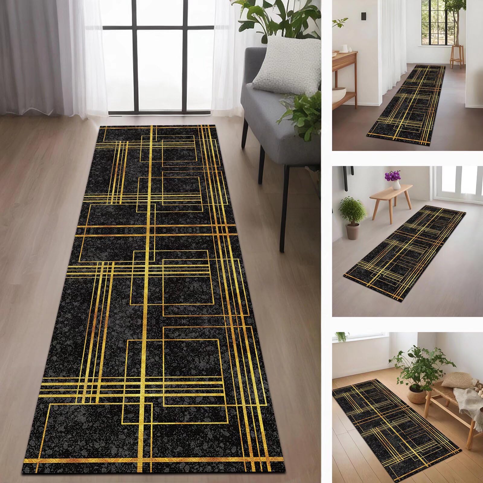 Tappeto Passatoia Cucina Lavabile Antiscivolo 80X450CM Tappetino Runner Moderno Tappeto Corridoio verde Salotto Camera da Letto Lavanderia Ingresso Interno