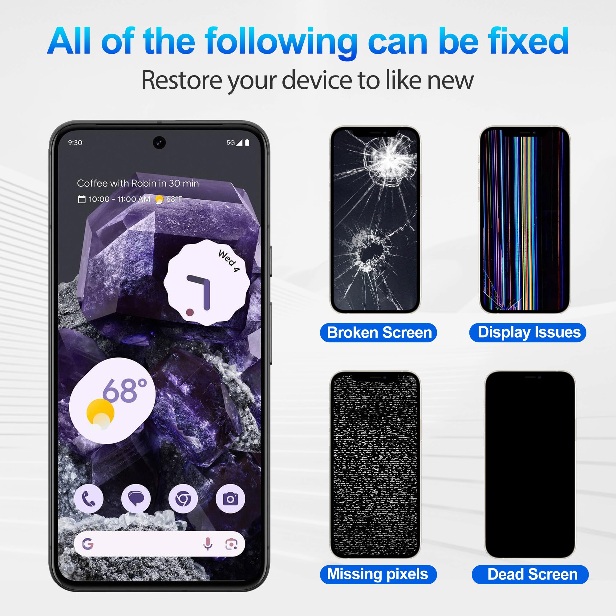 Duotipa Nowy wyświetlacz TFT 6,2" kompatybilny z Google Pixel 8 GKWS6, G9BQD, GA04851-US, GZPFO, GPJ41 LCD wyświetlacz dotykowy Digitizer Assembly z zestawem narzędzi naprawczych