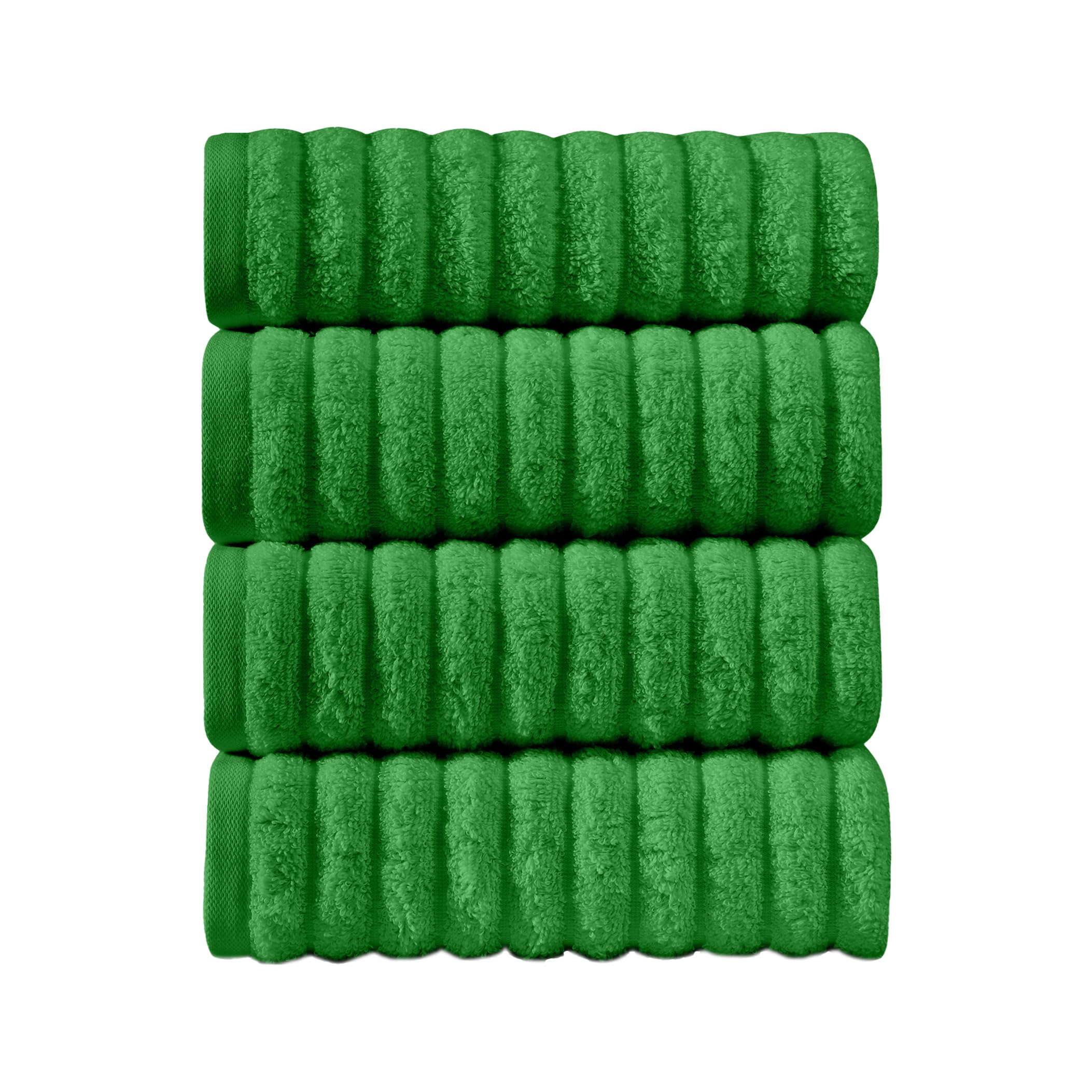 Elegant Comfort Luxury 100% Turkish Cotton Corduroy Ribbed 4 Pack Hand Towel Set 16 x 28 Inch - Absorbent, Super Soft, Quick Dry, Premium Towels for Bathroom, Gym, Spa and Hotel Use, Emerald Green