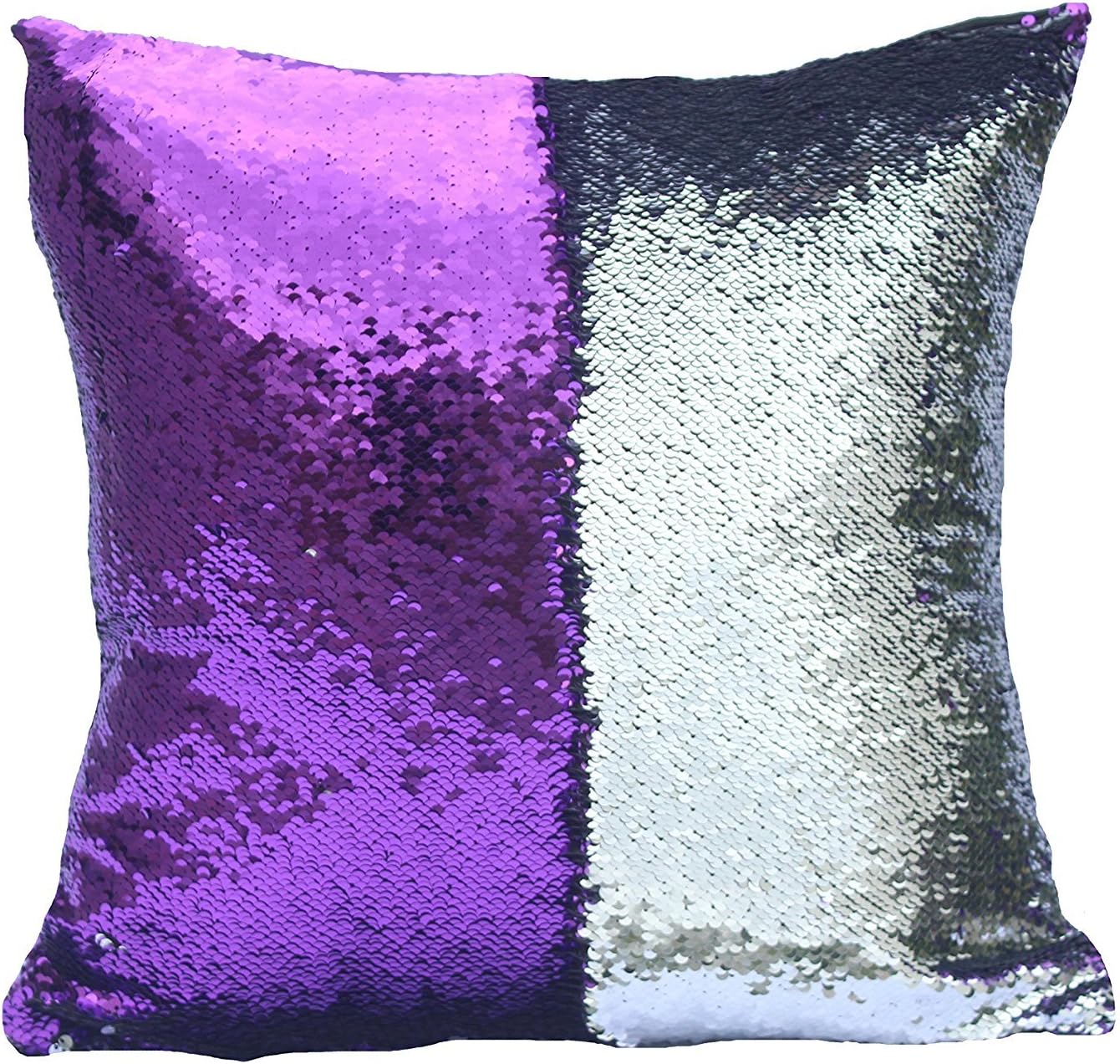 Tiaronics Magic Reversible Sequins Mermaid Pillow Cases Throw Pillow Covers Decorative Pillowcase 4040cm(1616") (Purple/Silver)