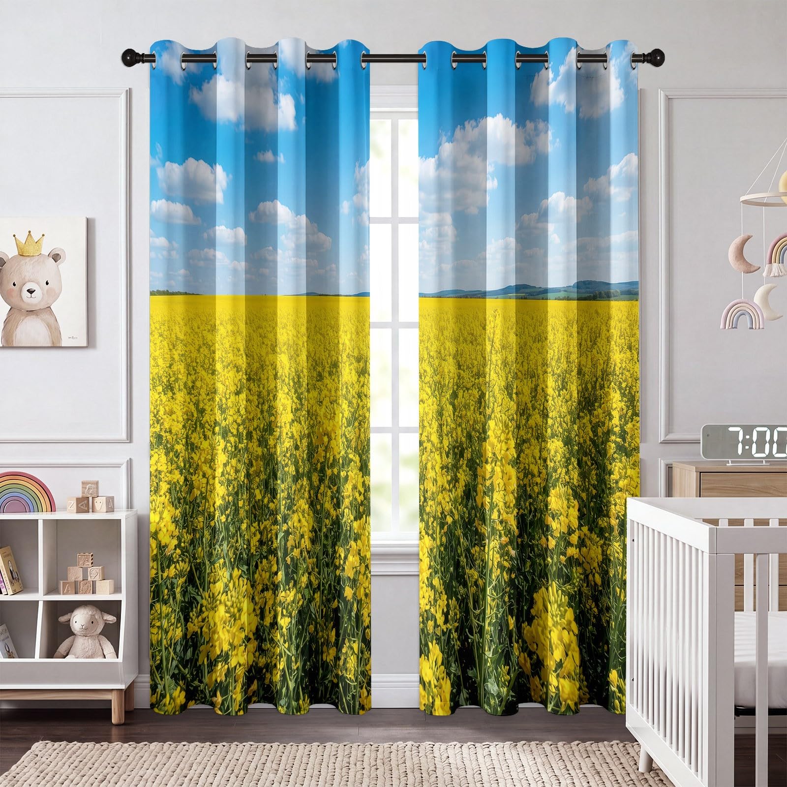 Rideaux Occultants Chambre Naturel Campagne Jaune 91.5 x 214 cm (L x H)