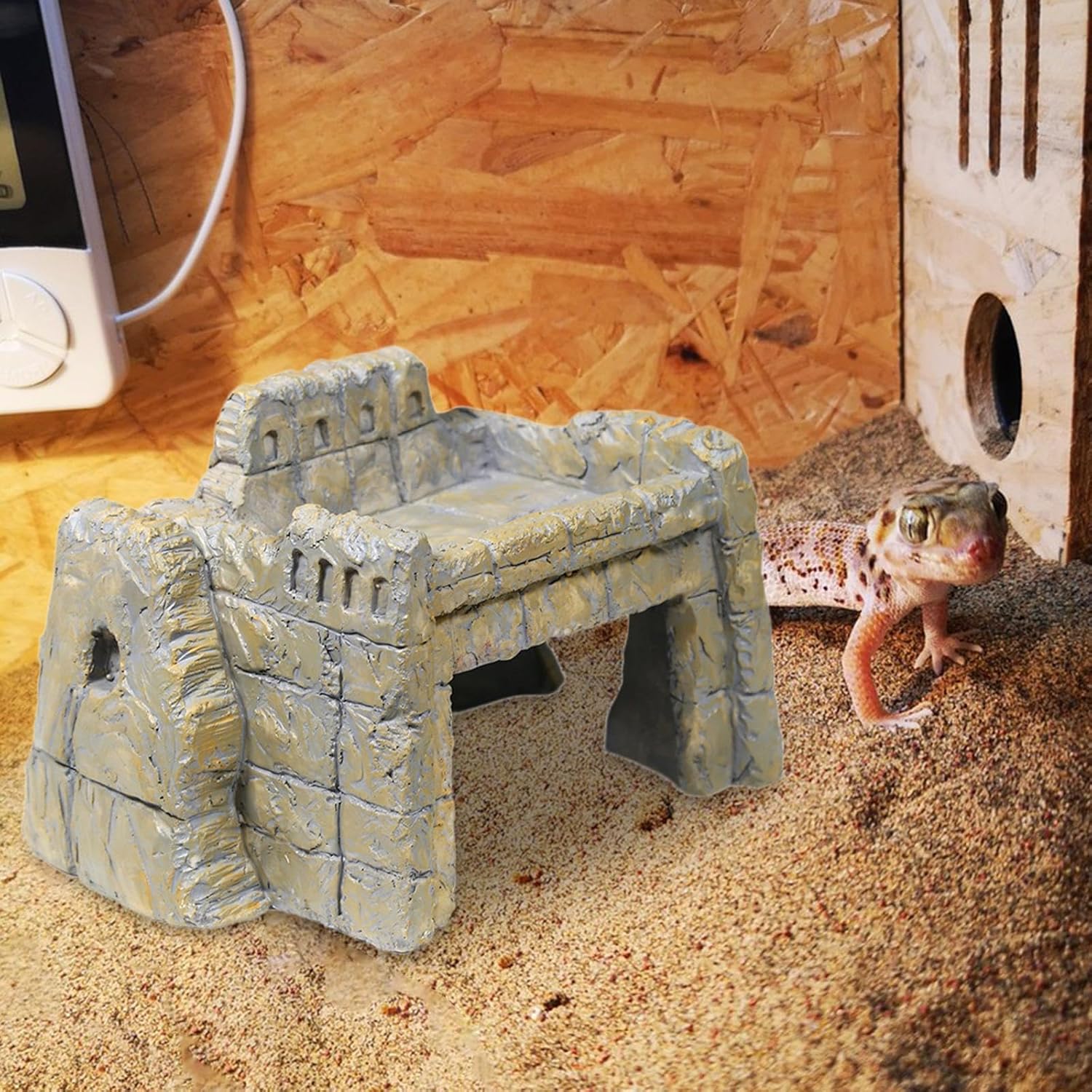 Reptile Hideout Cave, Resin Reptile Hiding Cave Unique Terrarium Decoration Aquarium Habitat Decor Ornament for
