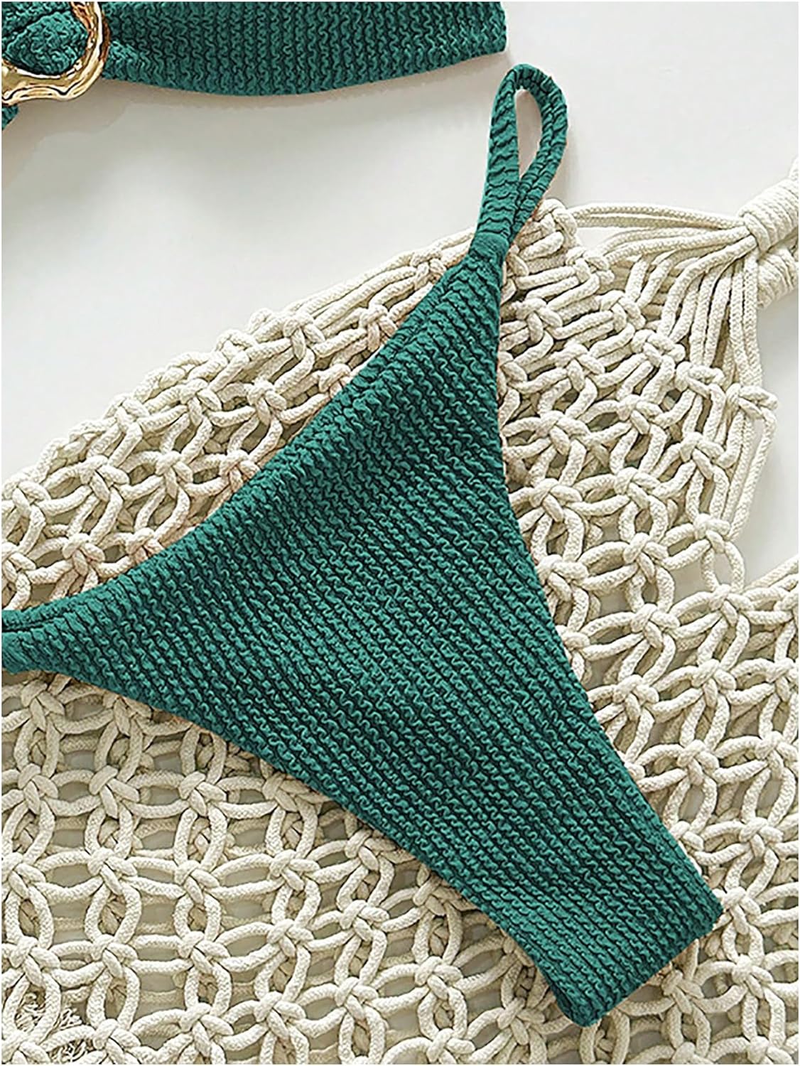 SHENHE Women's Strapless Brazilian Thong Bikini Set Metal Ring 2 Piece Bandeau Tube Swimsuits - Image 4