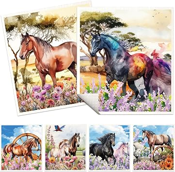 Horses Swedish Dishcloths for Kitchen, Farmhouse Dish Cloths | 6 Pack Reusable Washable Paper Towels Cloth, Kitchen Countertop Sink Fast Drying Sponge Cloths