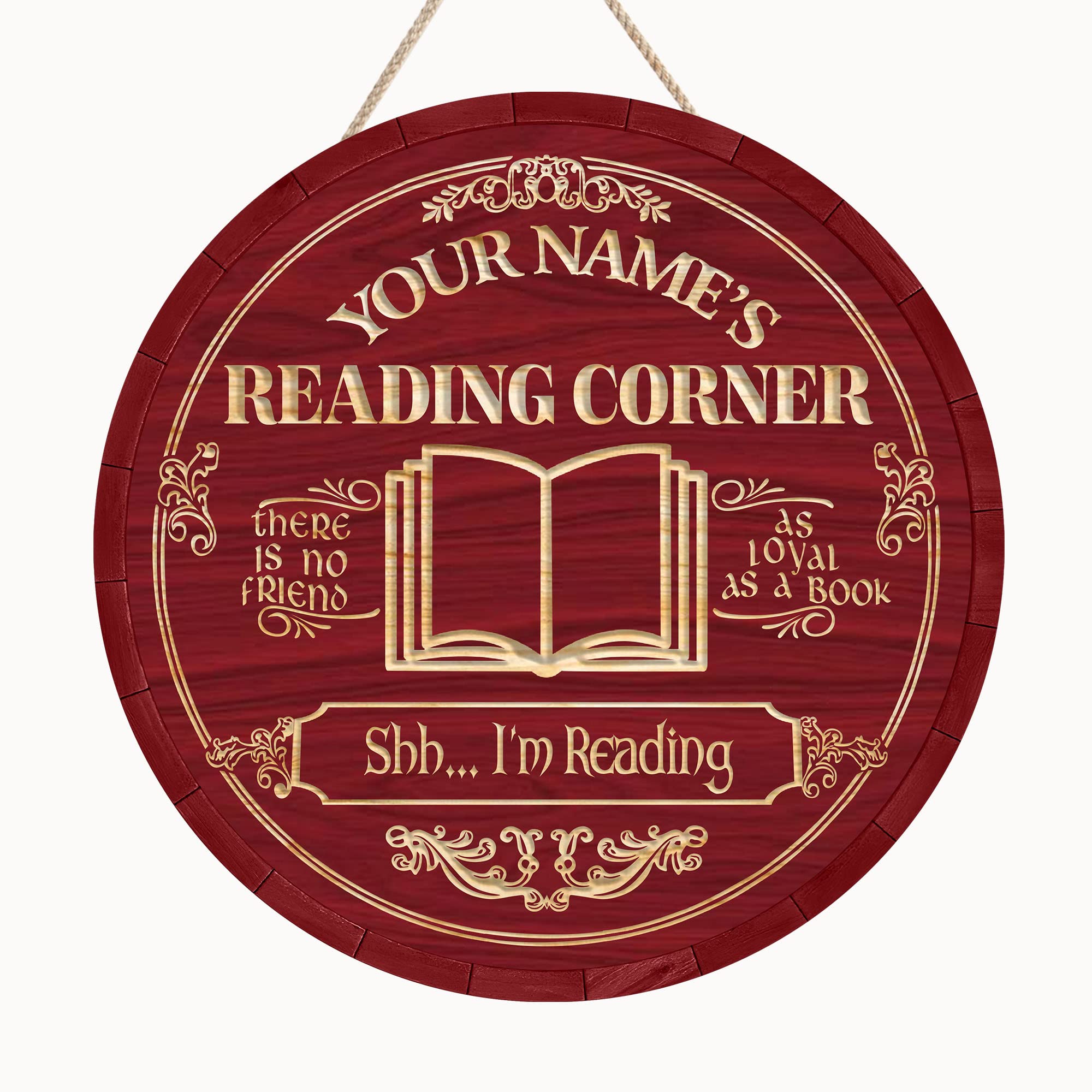 WODORO Custom Reading Corner Printed Wood Sign Wall Plaque, Reading Room Corner Library Book Store Book Club Book Nook She Shed Wall Decor, Gifts For