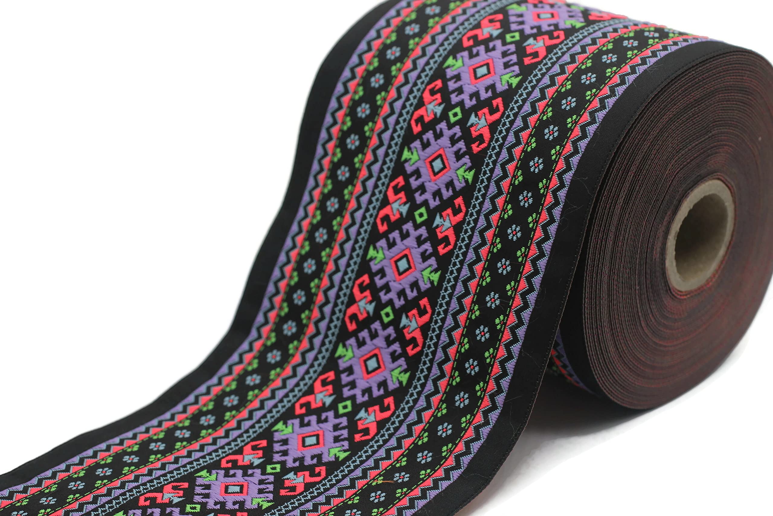 10 mètres de ruban jacquard de style Violet Neigeux des rubans de tissu pour artisanat 100mm