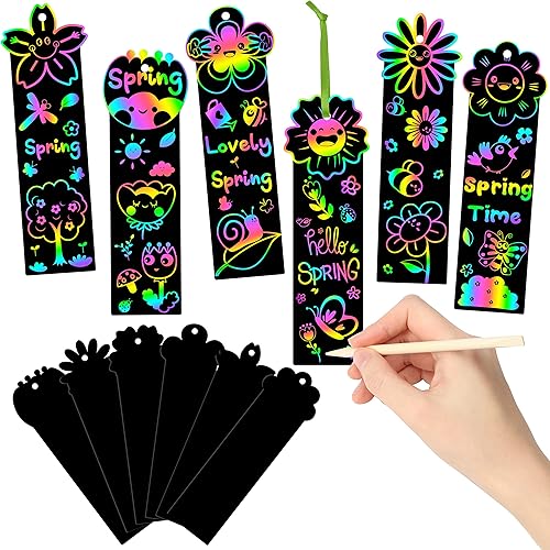 Juego de 60 marcadores de insectos y arañazos para niños, para primavera, verano, insectos, arte mágico, kit de manualidades de color con abejas,