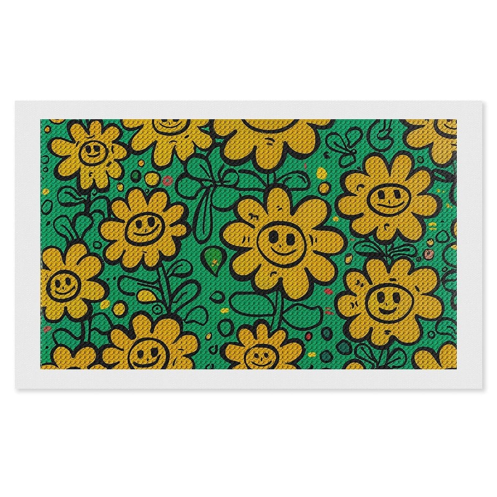 NONHAI Diamond Painting Kits for Adults - DIY Diamond Art Kits for Beginners - Full 5D Paint Drill Diamond Dots Paintings- Yellow Smiley Flowers Diamonds Pictures Gem Art and Craft Wall Decor 12"x20"