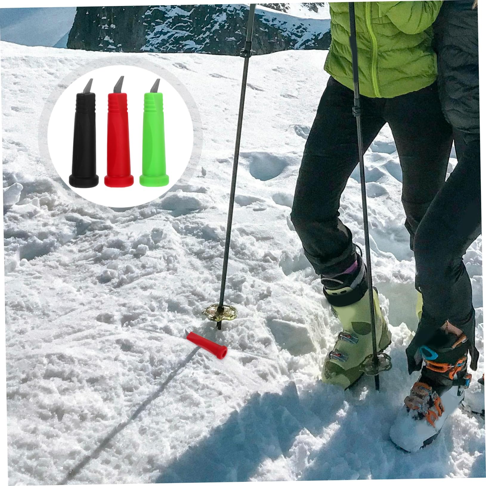 Kisangel Embouts De Bâtons De Ski en Carbure De Tungstène 3 Pièces Antidérapants Compatibles Bâtons De Randonnée Vert Noir Rouge pour Randonnées en Plein Air Équipement De Montagne