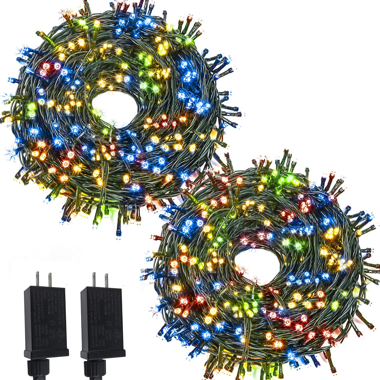 2-Pack Connectable 164FT 400LED Christmas Lights Outdoor Waterproof, Christmas String Lights with 8 Modes, Twinkle Lights for Holiday Party Christmas Decorations Indoor Outdoor, Multicolor