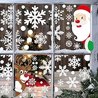 Vista 1 de 406pcs Christmas Window Clings for Glass Windows Christmas Window Decals Snowflakes Christmas Decorations Christmas Window Stickers for Kids Holiday