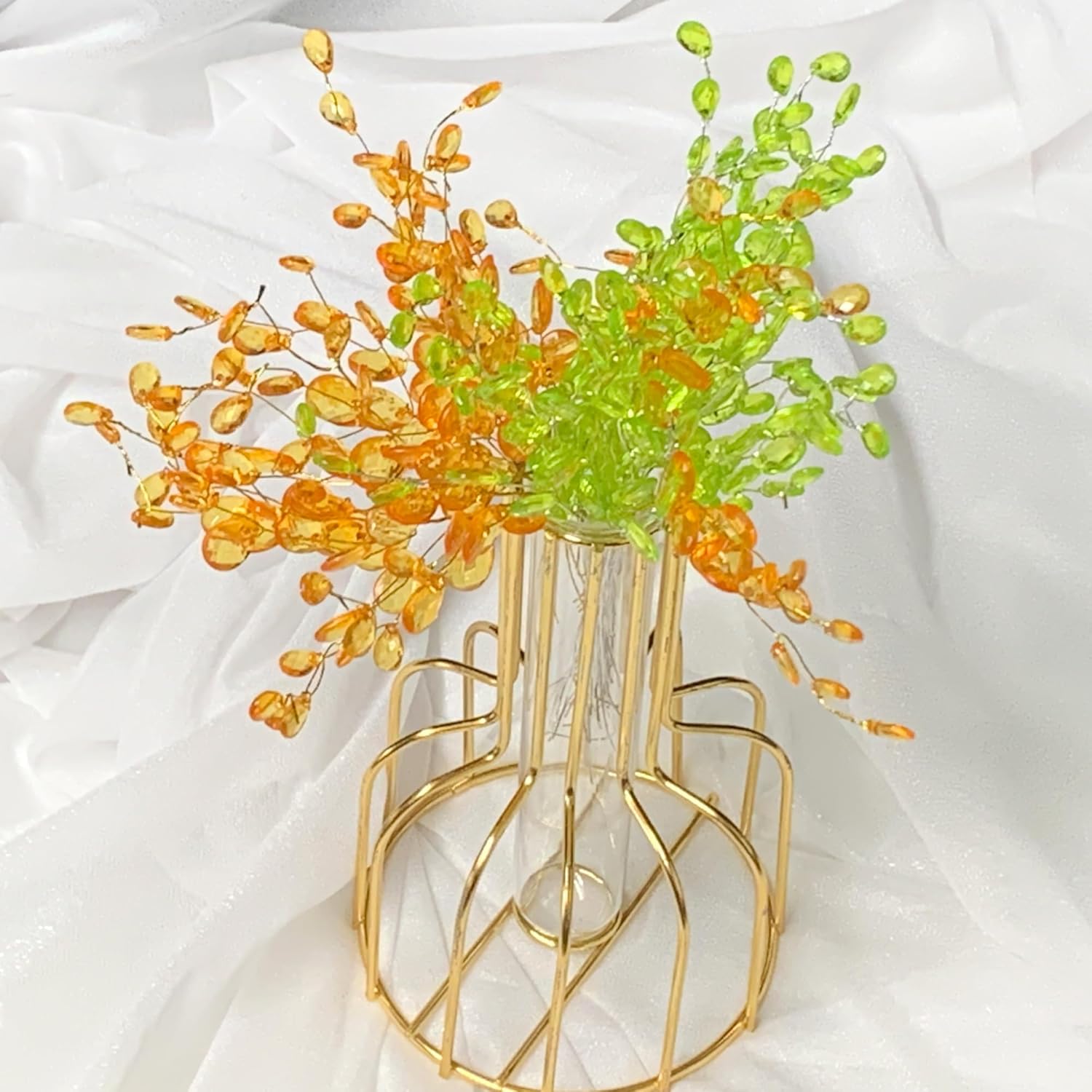 DHER 20 Pieces Artificial Flowers Wedding Acrylic Acrylic Crystal Flower Drops Flat Droplets Clear DIY on Skewers for Home Party Decoration (B)