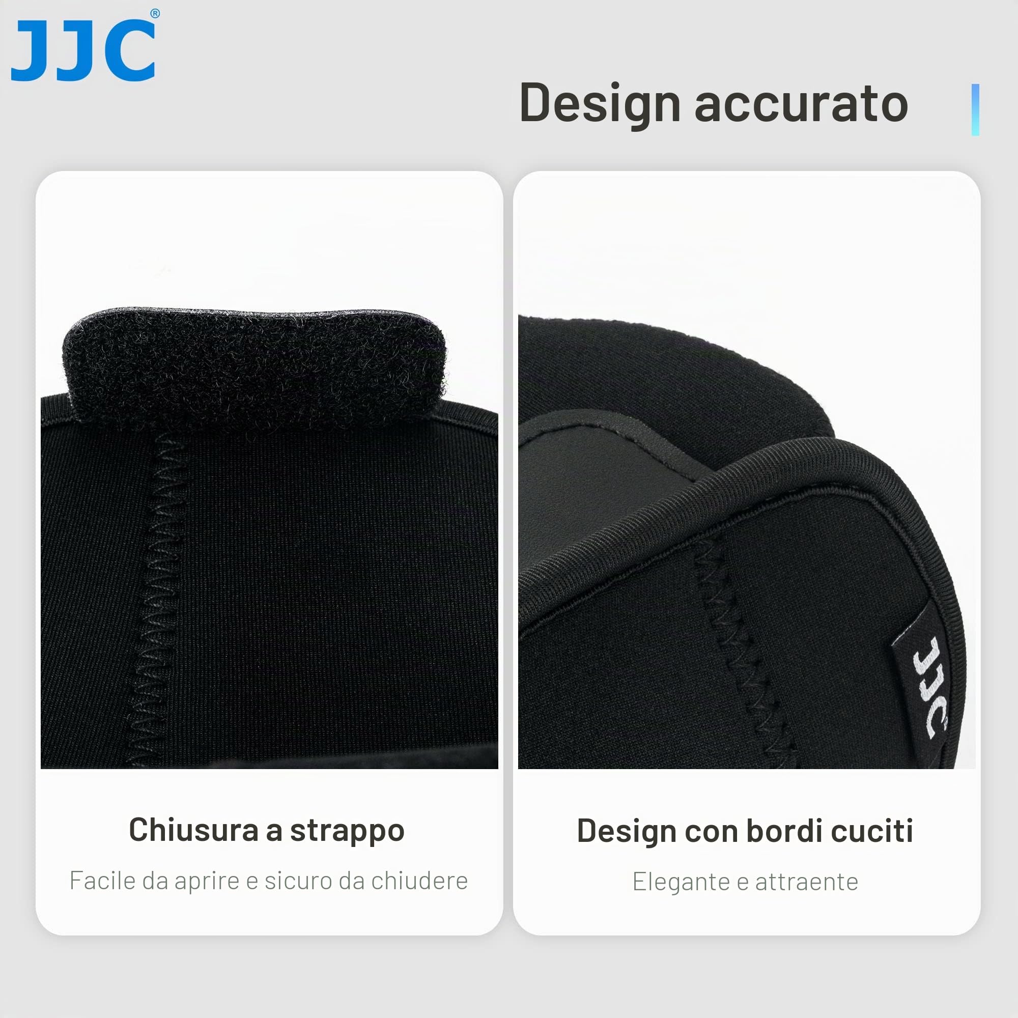 JJC Custodia Neoprene per Leica Q3 Q2 Q, EOS R7 R10 con RF-S 10-18mm F4.5-6.3 IS STM o RF-S 18-45mm f/4.5-6.3 IS STM Obiettivi Adatta per Fotocamere con Obiettivi Fino a 130 x 75 x 100mm Nero
