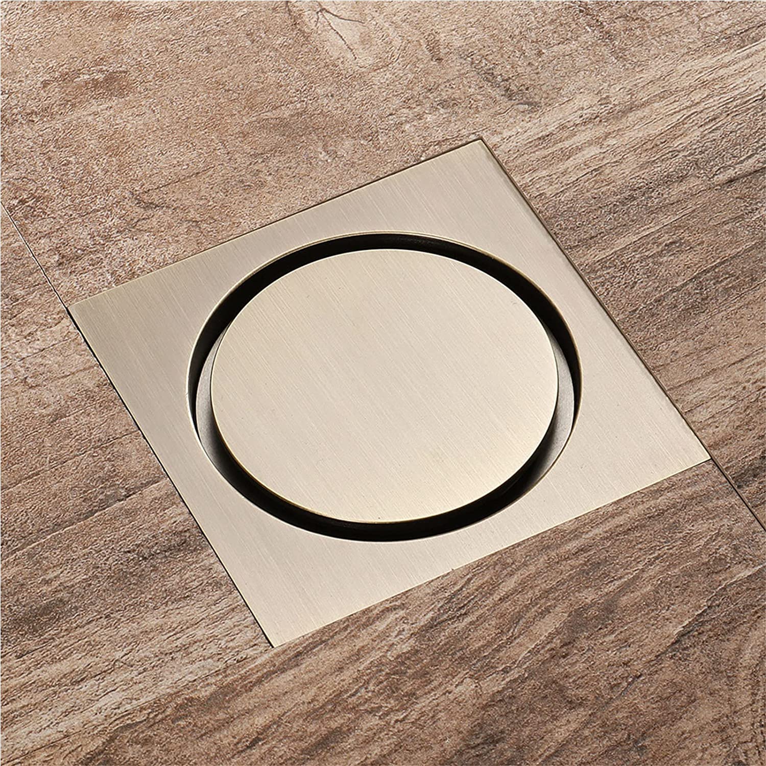GLJTUO Shower Floor Drain Bathroom Tile Insert Floor Drai Square 4 Inch Brass Drain Floor Drain with Removable Cover Grate & Hair Strainer, Deodorant Floor Drain for Bathroom Ki,B