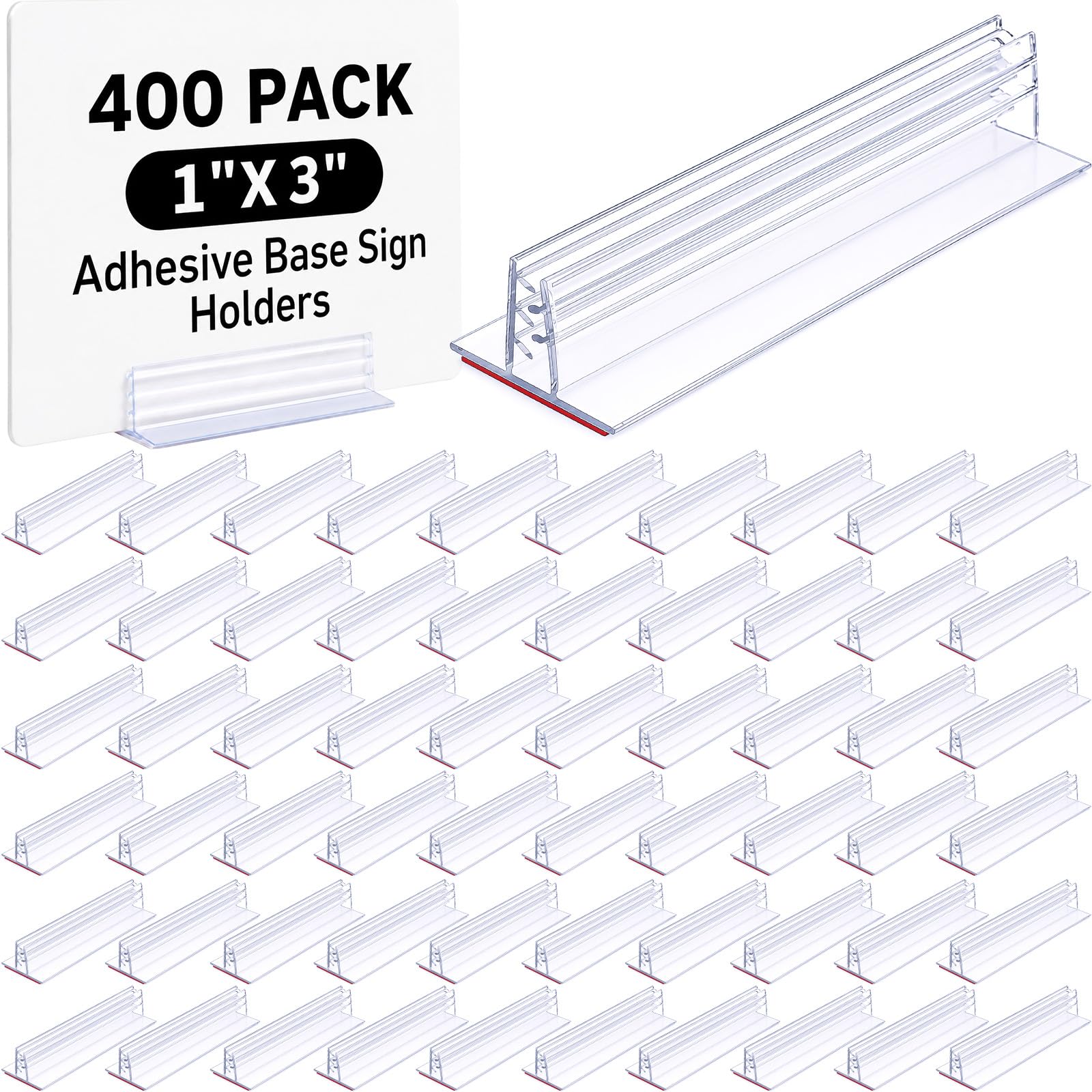 Fulmoon 200 soportes para carteles, base adhesiva, múltiples usos para mostradores, almacenes, soportes de base con adhesivo fuerte (1 x 6 pulgadas)