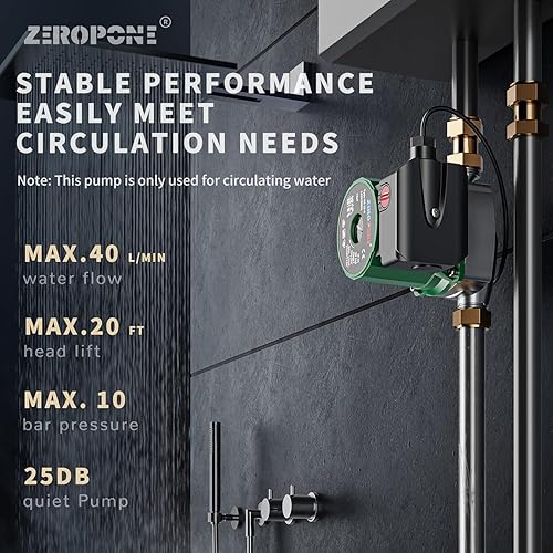 Miniatura 4 de Bomba de Recirculación de Agua Caliente, Bomba Circuladora de Agua 93W NPT 3/4" con Adaptador NPT 1/2", Cabezal de Acero Inoxidable, Control de 3