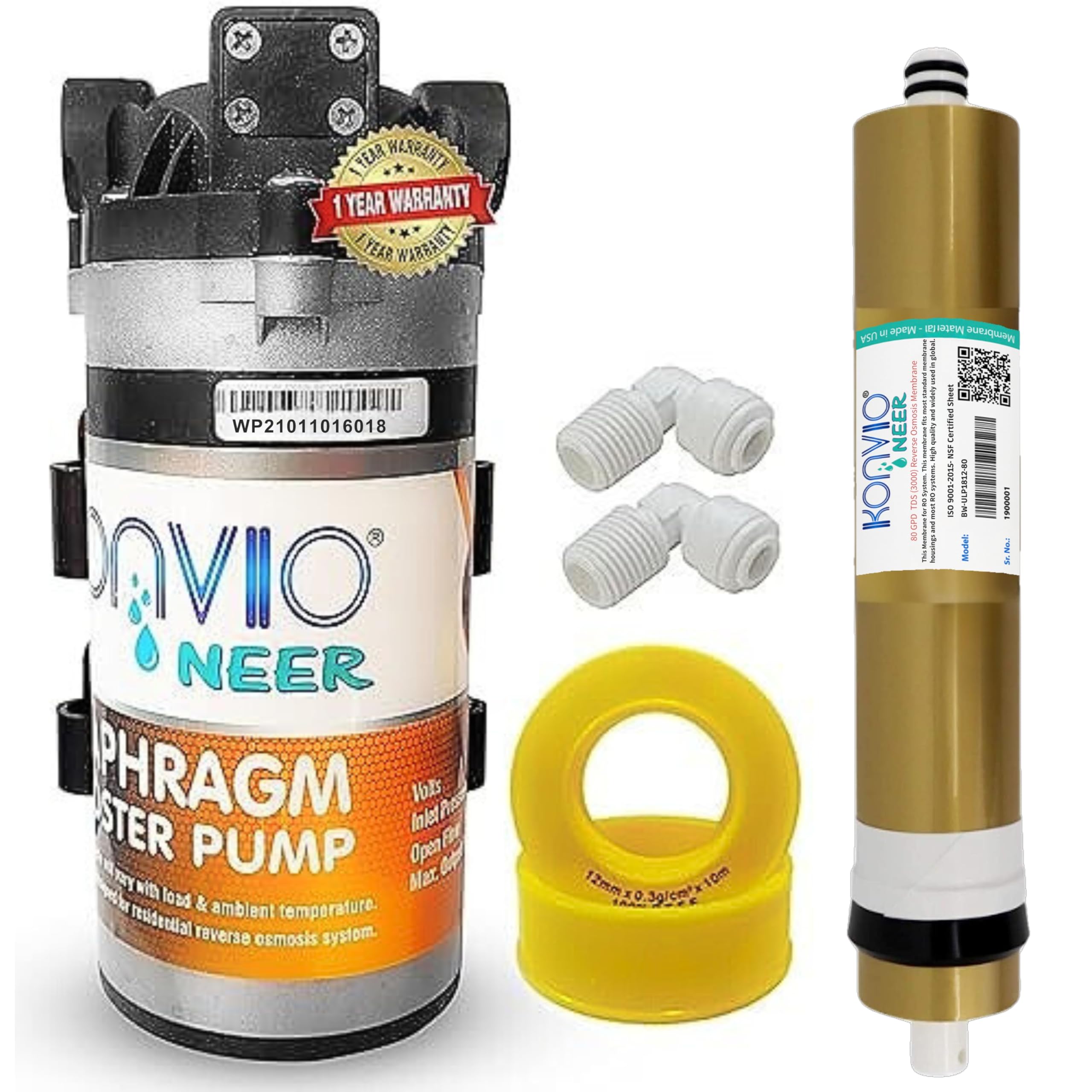 Konvio Neer 100 GPD RO Diaphragm Booster Pump Motor High-Efficiency with 80 GPD Membrane Suitable For All Types of RO Water Purifier-image-46