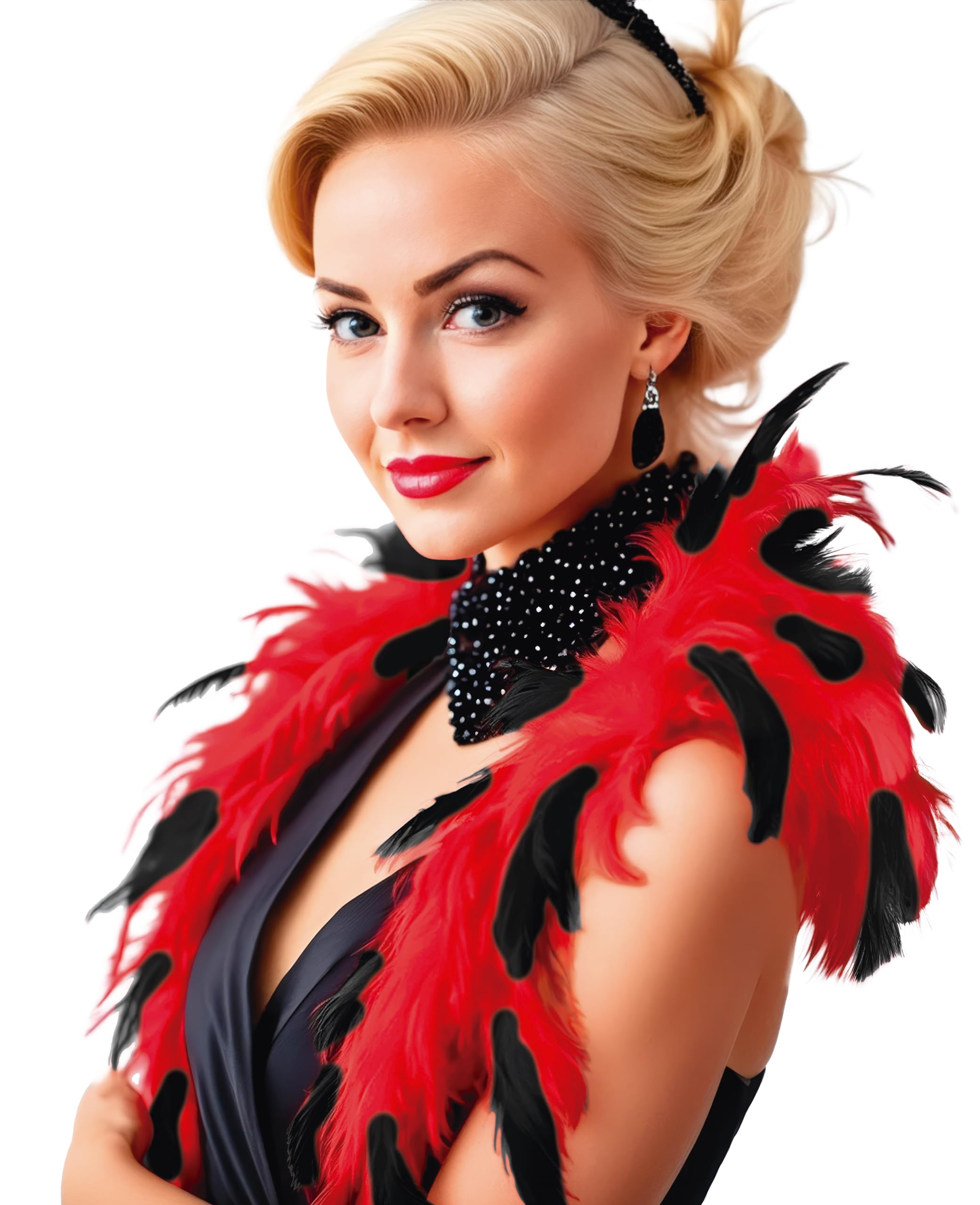 FIESTAS GUIRCA GUI16351 – Black and Red Feather Boa, 1.80 m 40 Gra