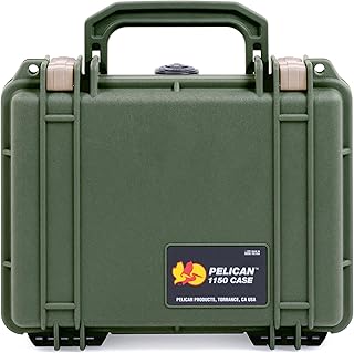 Pelican Protector 1150 Case by ColorCase - OD Green - Small Size Waterproof Case with Pick & Pluck Foam & Convoluted Lid Foam - Desert Tan Latches