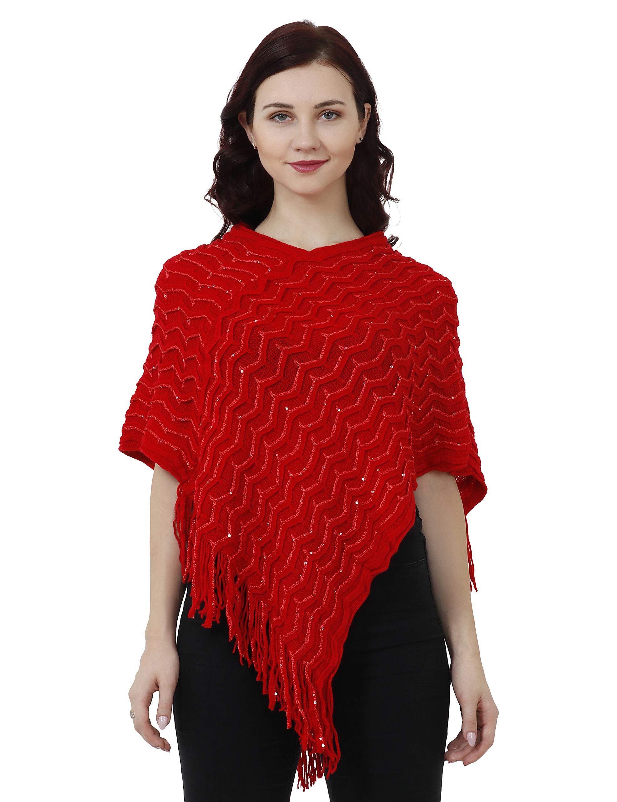 manra Women Woolen V-Neck Ponchu Sc 1919 (21-K7QX-WRDT__Free Size)-picture-48