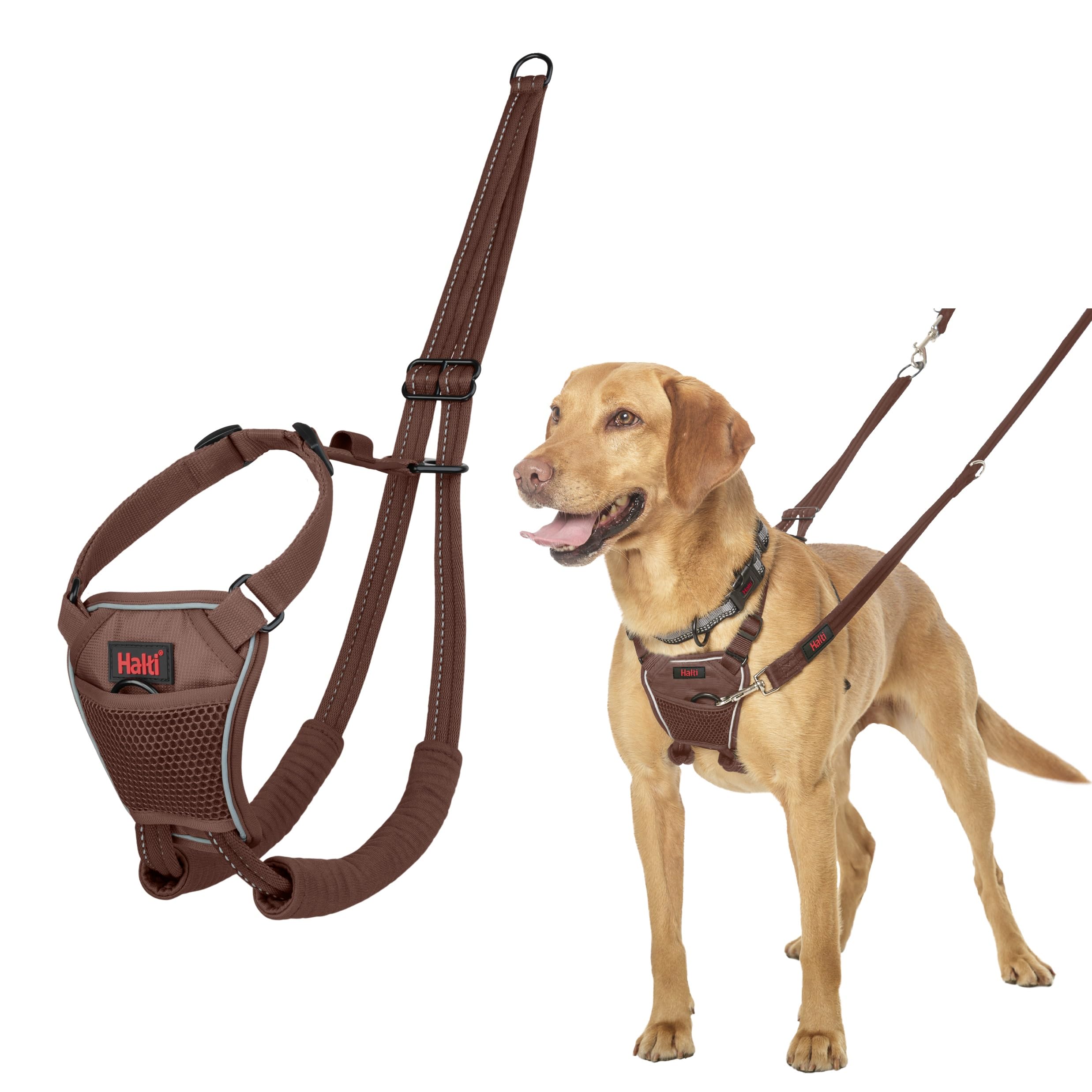 Halti No Pull Harness - Stop Your Dog Pulling on the Lead. Adjustable, Lightweight and Easy to Use. Reflective Dog Training Harness for Medium Dogs (Size M, Deep Walnut)