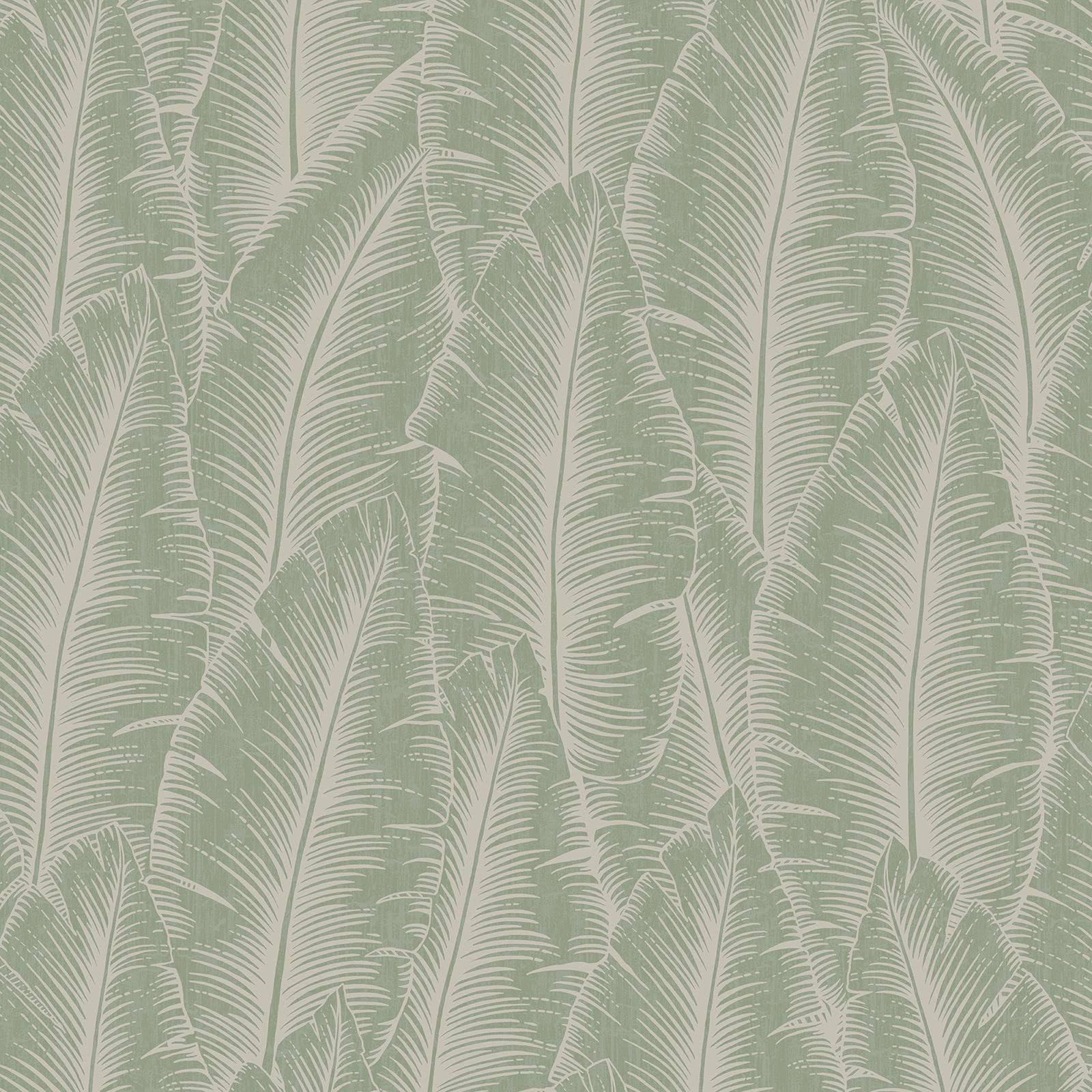 Grandeco Palmeira Palm Leaves Blown Wallpaper, Sage Green